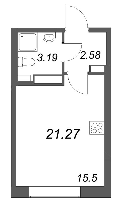 Квартира-студия, 21.27 м² в ЖК "Аурум" - планировка, фото №1