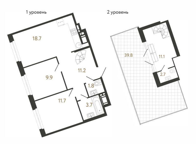 4-комнатная (Евро) квартира, 70.8 м² в ЖК "Литера" - планировка, фото №1