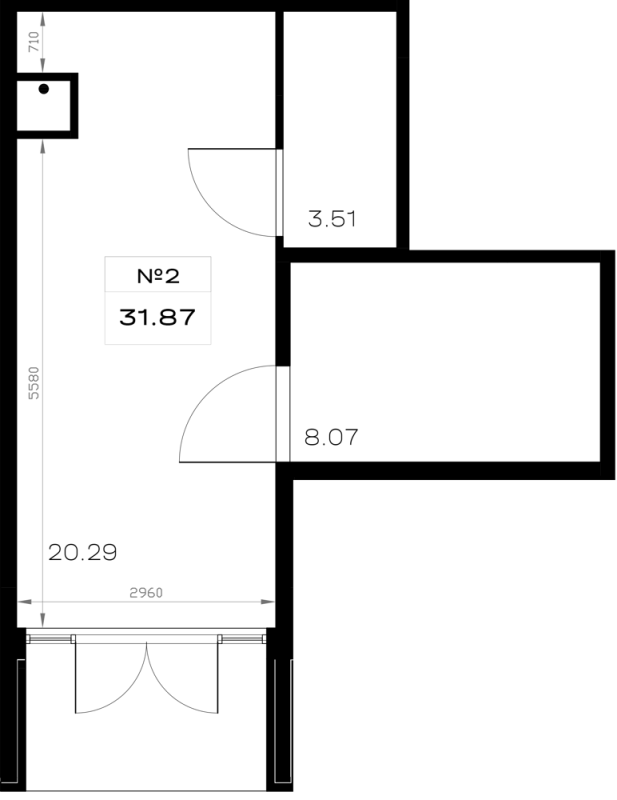 Помещение, 31.87 м² в ЖК "Борский" - планировка, фото №1