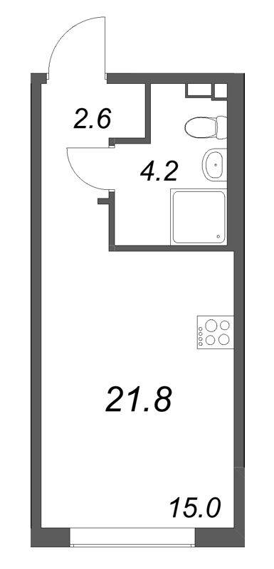 Квартира-студия, 21.8 м² в ЖК "Пулково Лейк" - планировка, фото №1