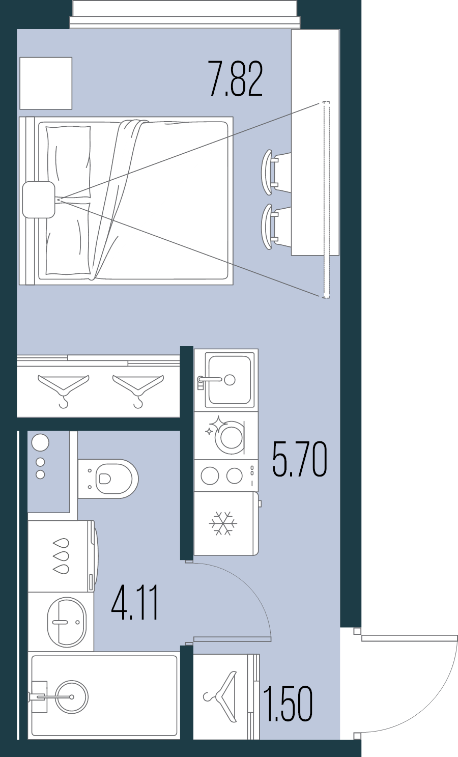 Квартира-студия, 19.13 м² в ЖК "Новая Земля" - планировка, фото №1