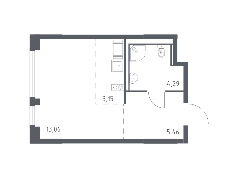 Квартира-студия, 25.96 м² в ЖК "Новое Колпино" - планировка, фото №1