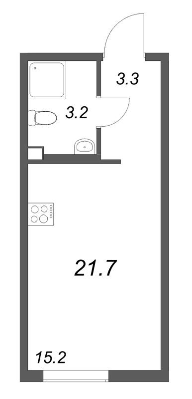 Квартира-студия, 21.7 м² в ЖК "Октябрьская набережная" - планировка, фото №1