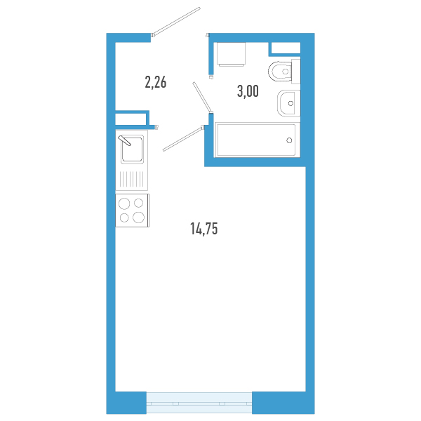 Квартира-студия, 20.01 м² в ЖК "AEROCITY" - планировка, фото №1