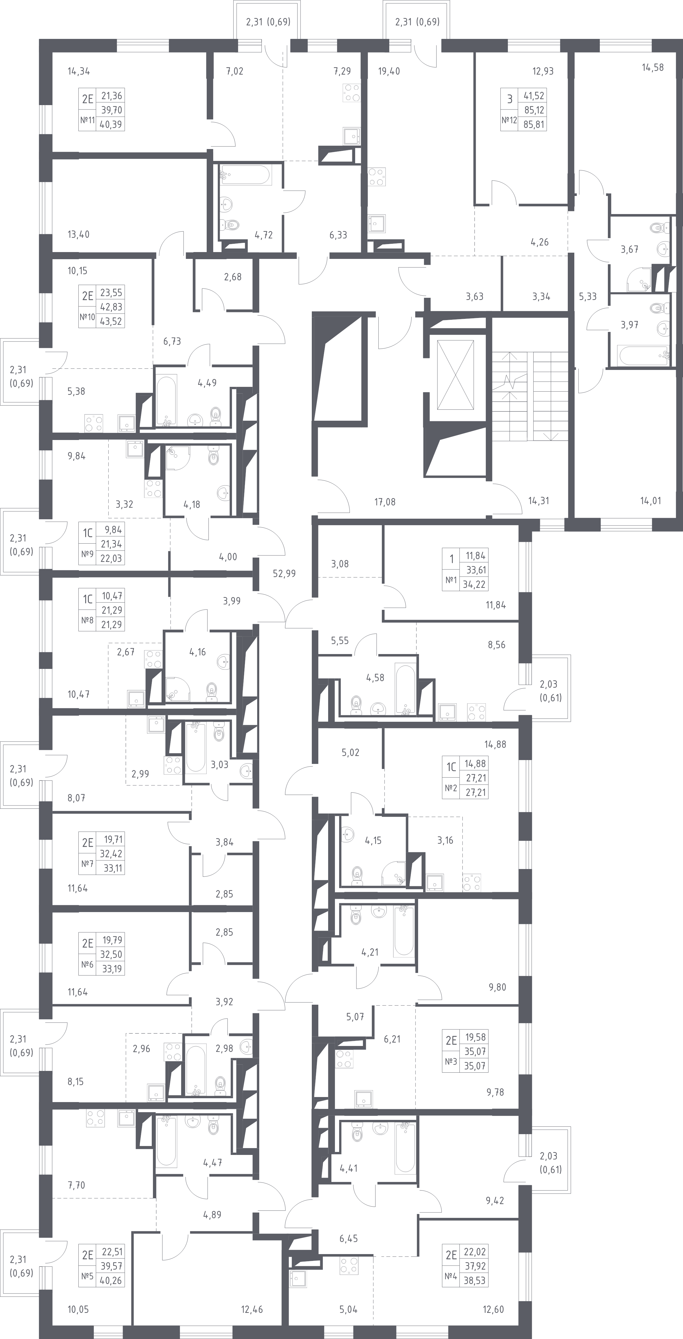 Квартира-студия, 27.21 м² - планировка этажа