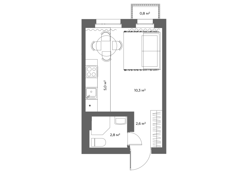 Квартира-студия, 21 м² в ЖК "ЭКО Квартал NEGA" - планировка, фото №1