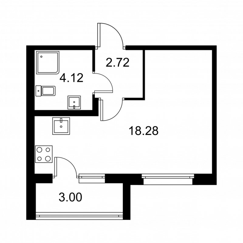 3-комнатная (Евро) квартира, 57.37 м² в ЖК "Квартал Заречье" - планировка, фото №1