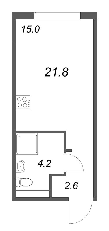 Квартира-студия, 21.8 м² в ЖК "Пулково Lake" - планировка, фото №1