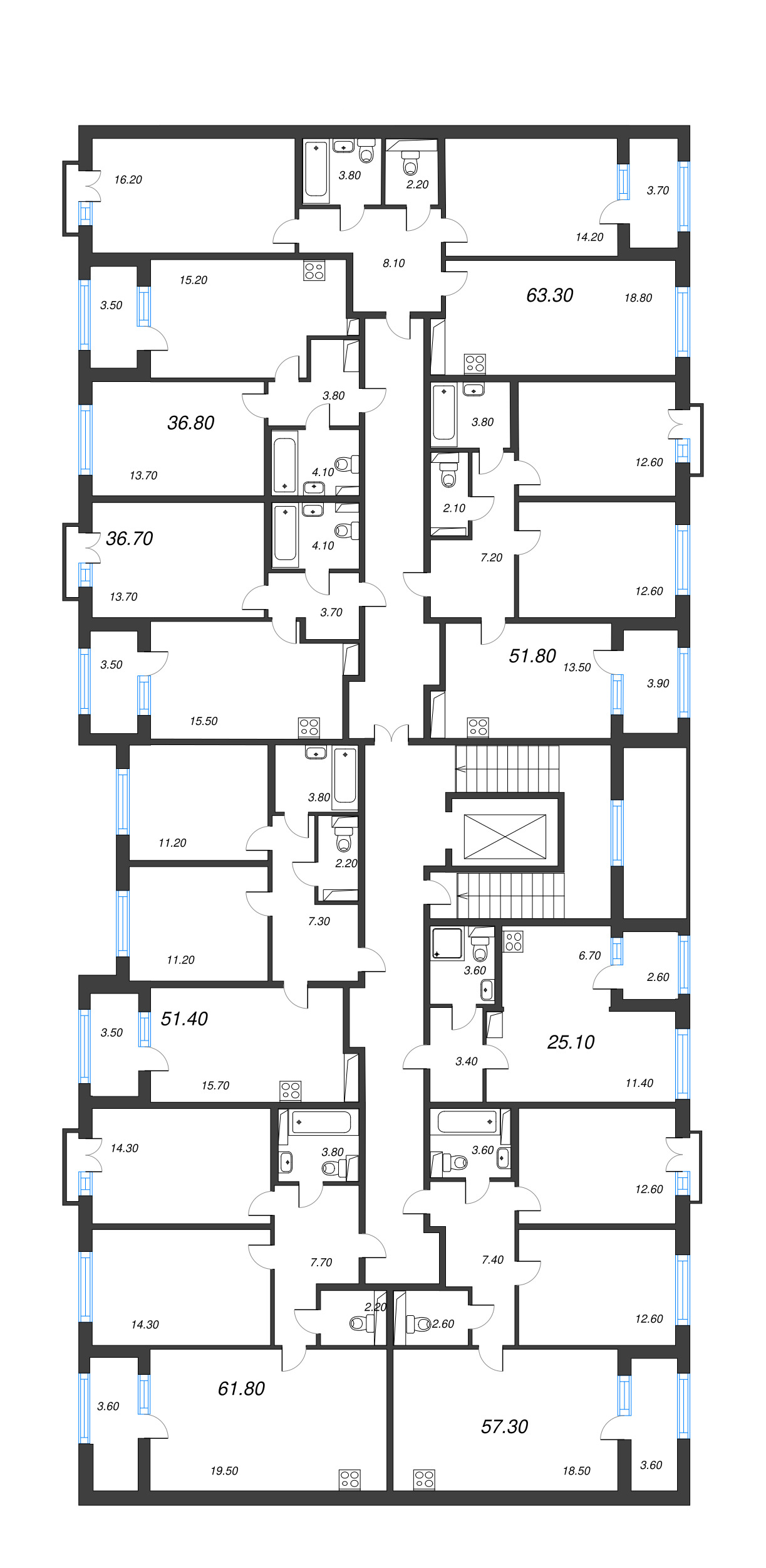 Квартира-студия, 25.1 м² - планировка этажа