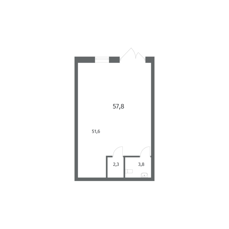 Помещение, 57.76 м² в ЖК "NewПитер 2.0" - планировка, фото №1