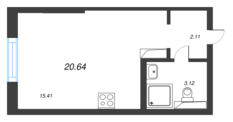 Квартира-студия, 20.64 м² в ЖК "Цивилизация на неве" - планировка, фото №1