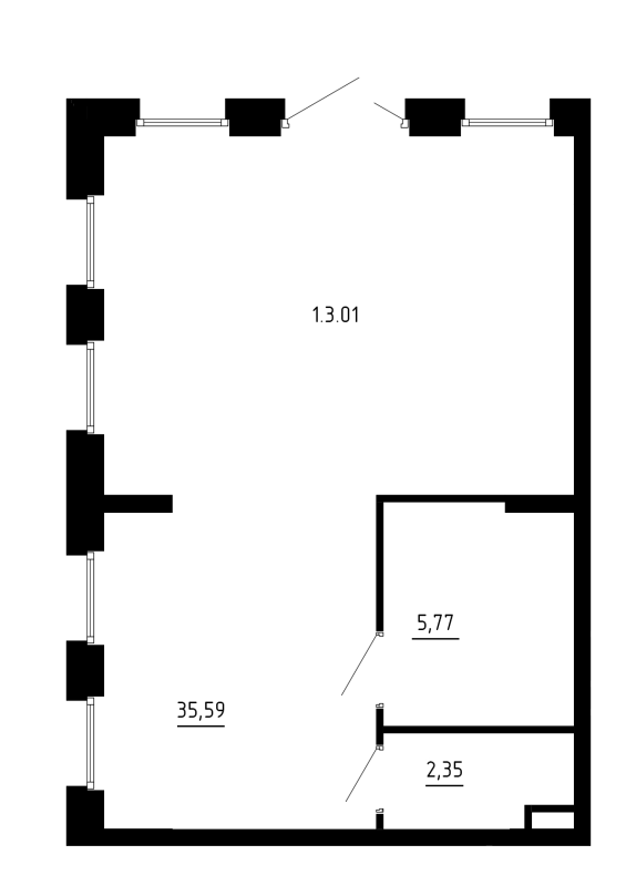 Помещение, 43.52 м² в ЖК "Аннино Сити" - планировка, фото №1
