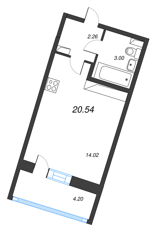 Квартира-студия, 20.54 м² в ЖК "Аэросити" - планировка, фото №1