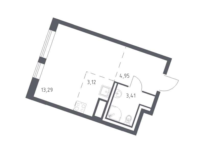 Квартира-студия, 24.77 м² - планировка, фото №1