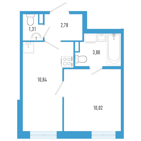 1-комнатная квартира, 28.75 м² в ЖК "AEROCITY" - планировка, фото №1