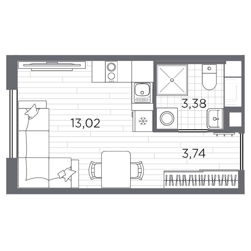 Квартира-студия, 20.14 м² в ЖК "PLUS Пулковский" - планировка, фото №1