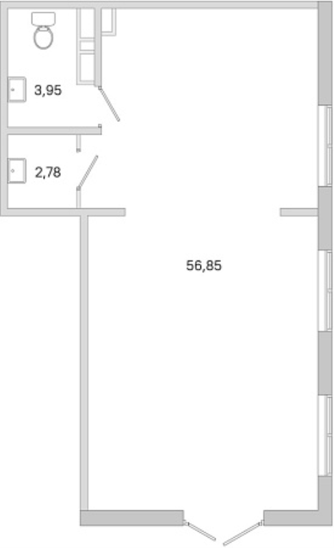 Помещение, 63.58 м² в ЖК "ЮгТаун" - планировка, фото №1