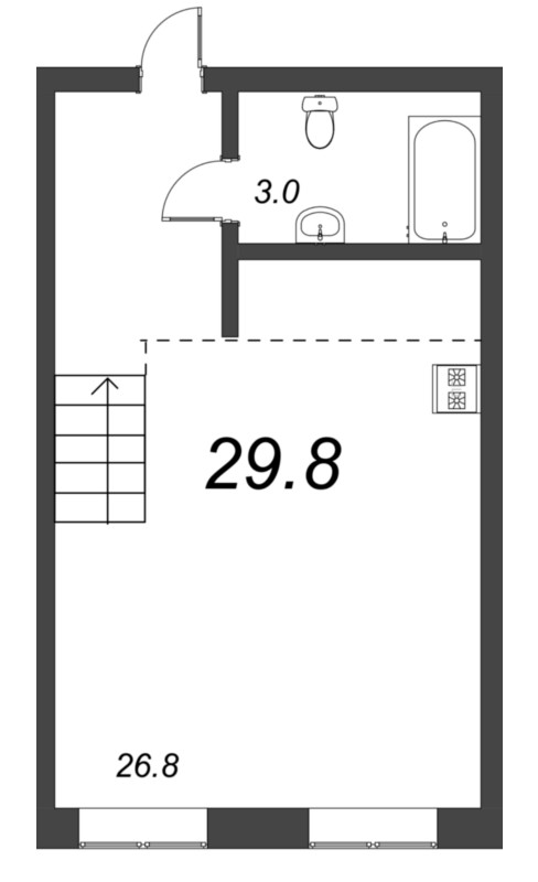 Квартира-студия, 29.8 м² - планировка, фото №1