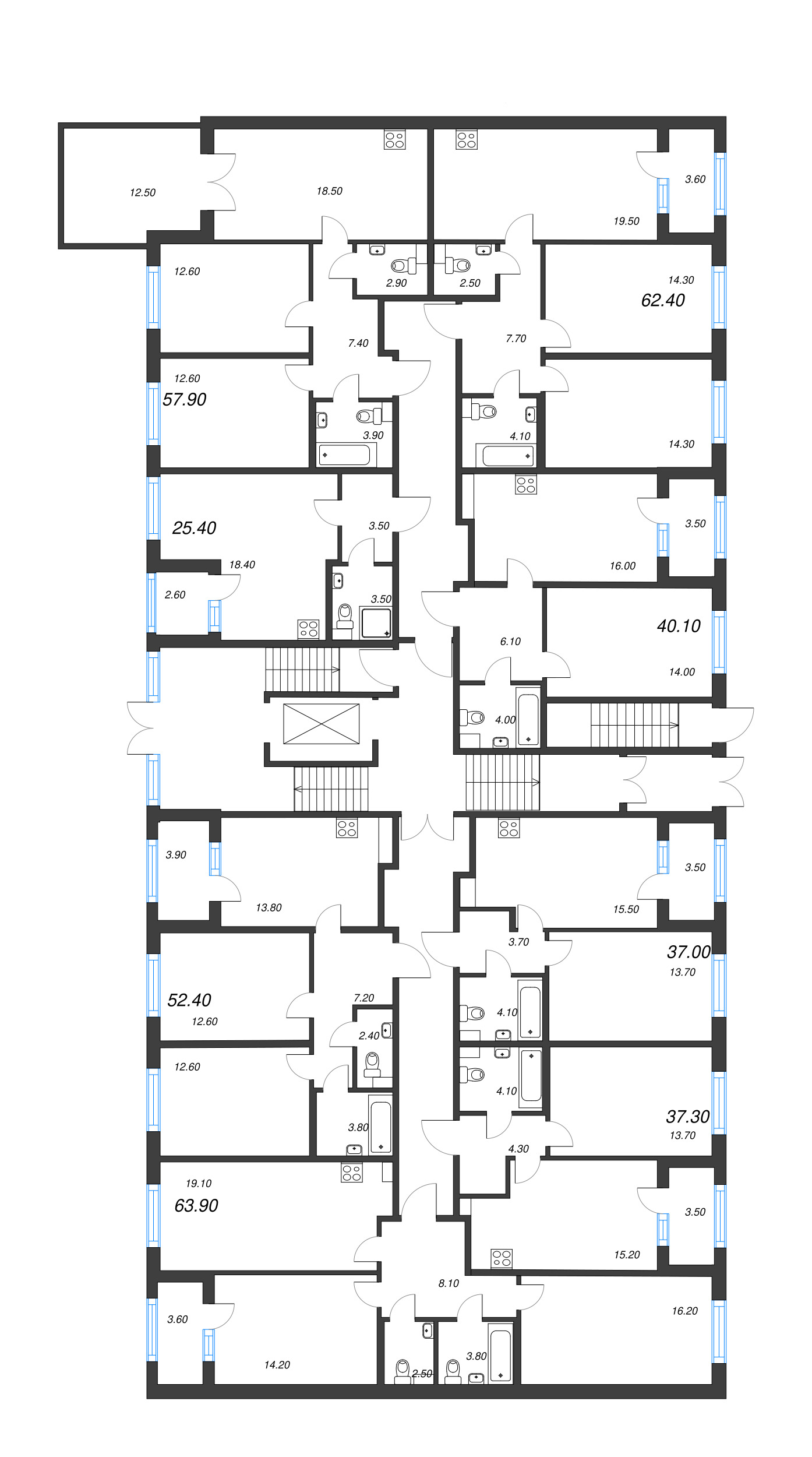 Квартира-студия, 25.4 м² - планировка этажа