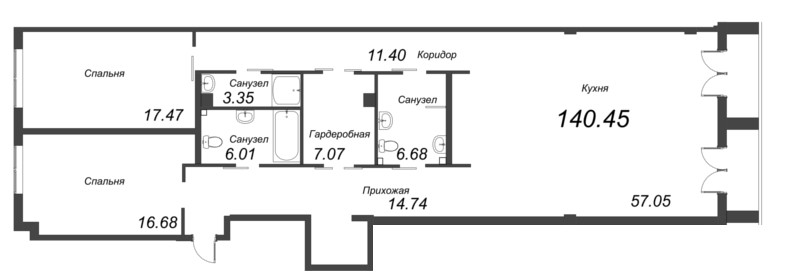 Квартира-студия, 139.69 м² в ЖК "АСТРУМ" - планировка, фото №1