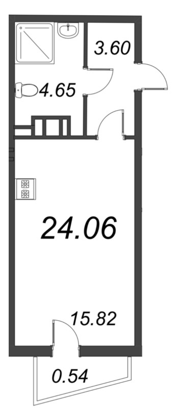 Квартира-студия, 24.6 м² в ЖК "VEREN NORT сертолово" - планировка, фото №1