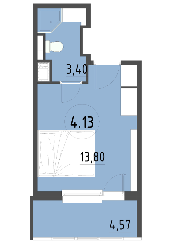Квартира-студия, 21.9 м² в ЖК "Cosmos Smart Yuzhny" - планировка, фото №1