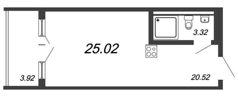 Квартира-студия, 28.5 м² в ЖК "Valo" - планировка, фото №1