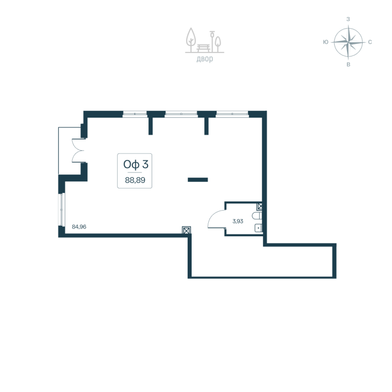 Помещение, 88.89 м² в ЖК "Расцветай в Янино" - планировка, фото №1