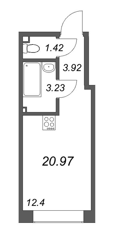 Квартира-студия, 21.53 м² в ЖК "17/33 Петровский остров" - планировка, фото №1