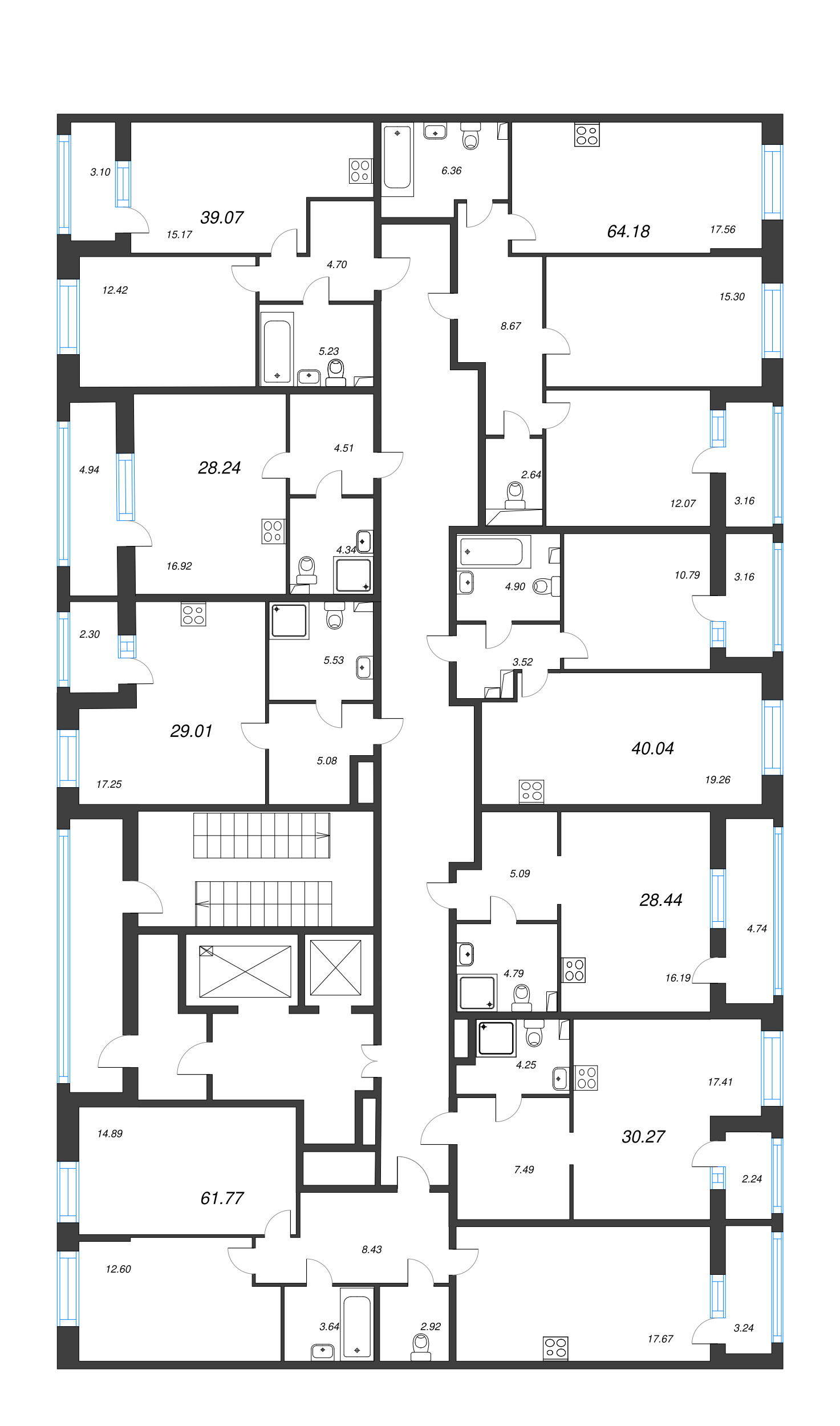 Квартира-студия, 29.91 м² в ЖК "Аквилон Leaves" - планировка этажа