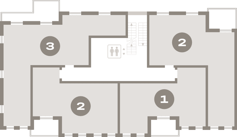 2-комнатная квартира, 56.6 м² в ЖК "Брусника в Новоселье" - планировка этажа