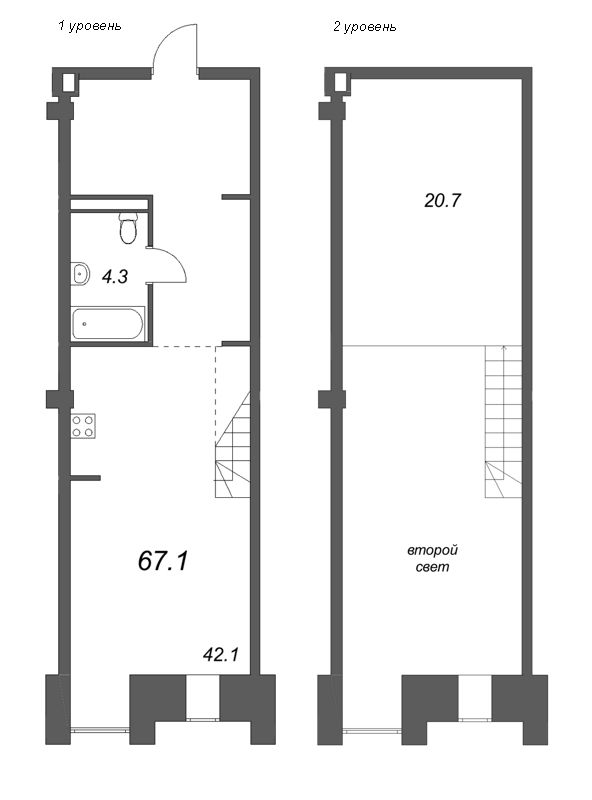 Квартира-студия, 67.1 м² в ЖК "Serebro by Avenue-Apart" - планировка, фото №1