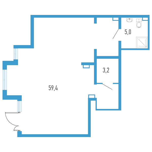 Помещение, 67.6 м² в ЖК "AEROCITY" - планировка, фото №1