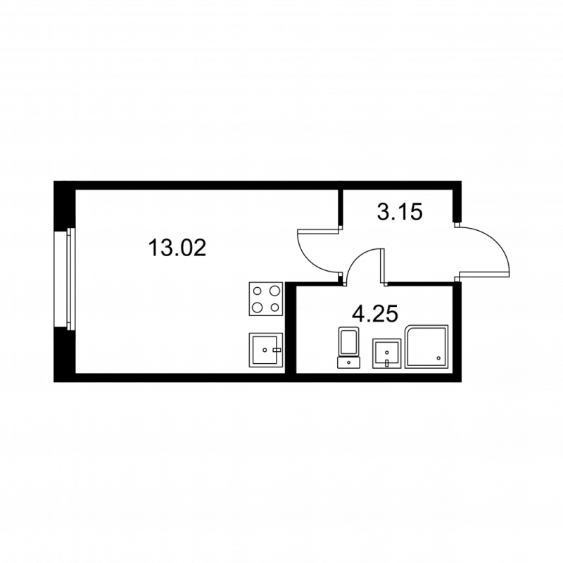 Квартира-студия, 20.42 м² в ЖК "Квартал Заречье" - планировка, фото №1