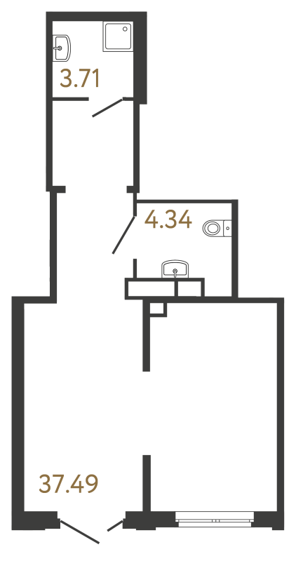 Помещение, 45.54 м² в ЖК "Ultra City 3.0" - планировка, фото №1