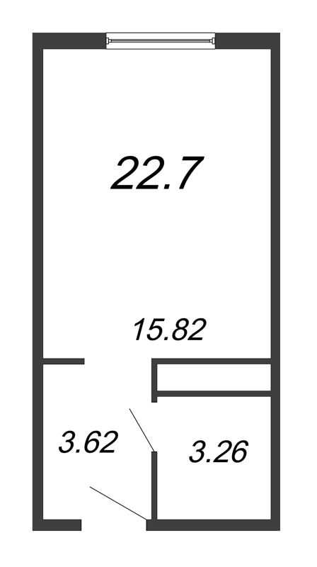 Квартира-студия, 22.7 м² - планировка, фото №1