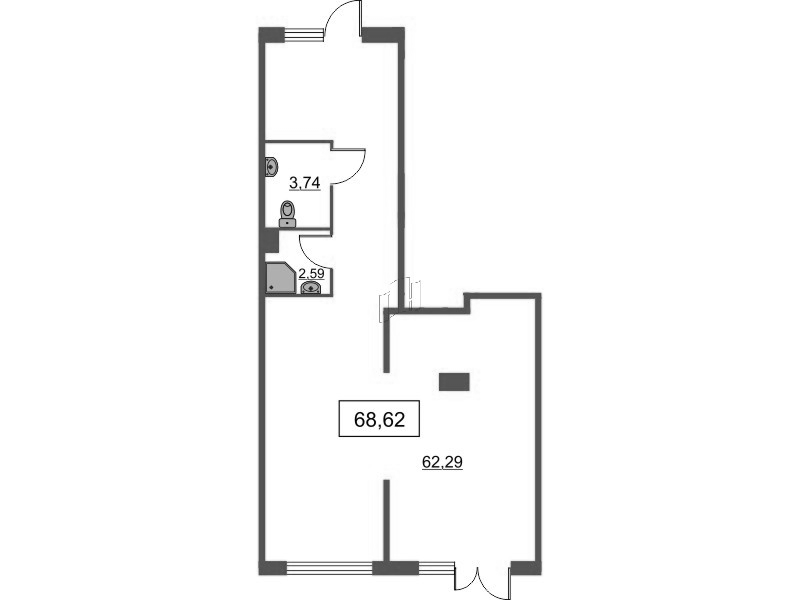 Помещение, 68.62 м² - планировка, фото №1