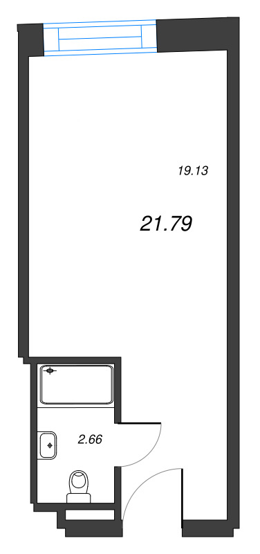 Квартира-студия, 21.79 м² в ЖК "YE’S Leader" - планировка, фото №1