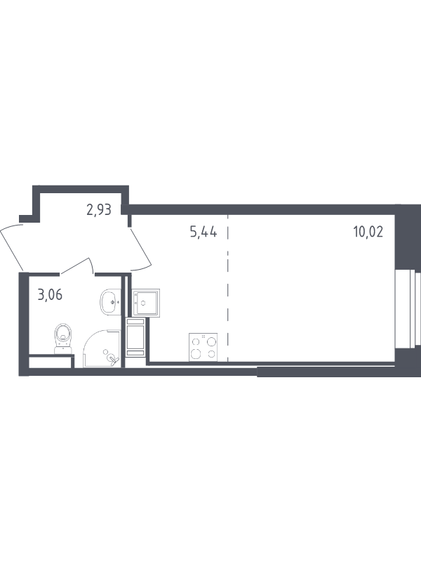 Квартира-студия, 21.45 м² в ЖК "Живи! В Рыбацком" - планировка, фото №1
