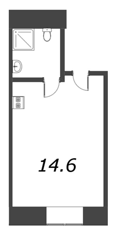 Квартира-студия, 15.5 м² - планировка, фото №1