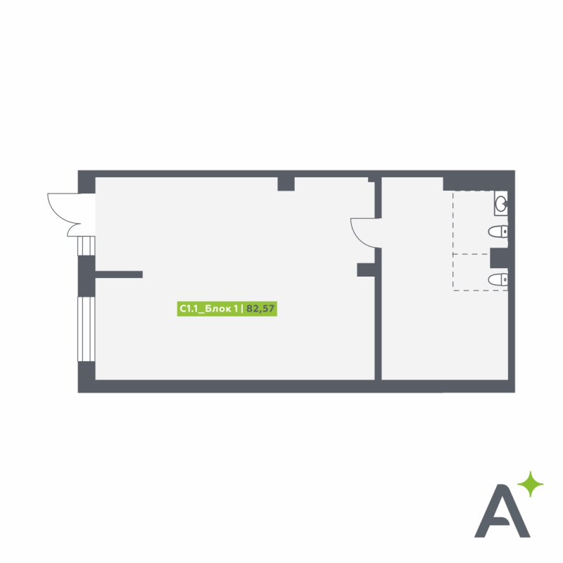 Помещение, 82.57 м² в ЖК "Аквилон Verba" - планировка, фото №1