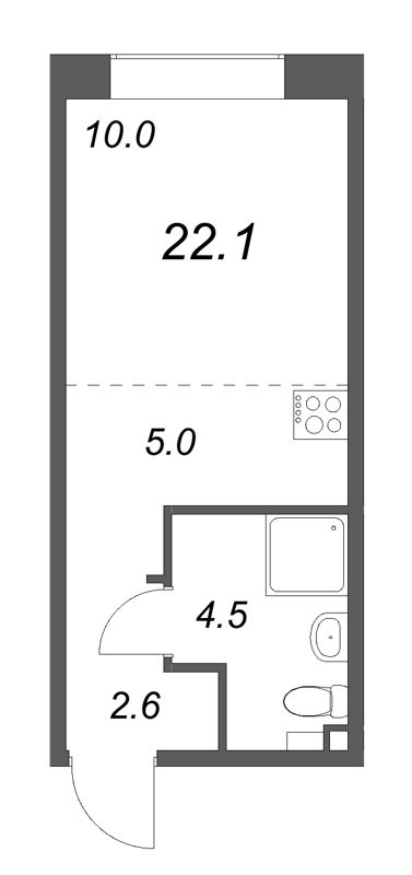Квартира-студия, 22.1 м² в ЖК "Пулково Lake" - планировка, фото №1