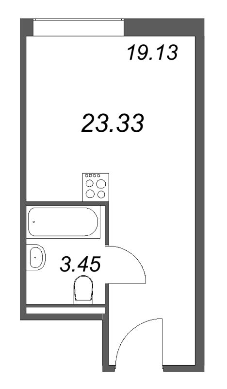 Квартира-студия, 23.33 м² в ЖК "Арт Плаза" - планировка, фото №1
