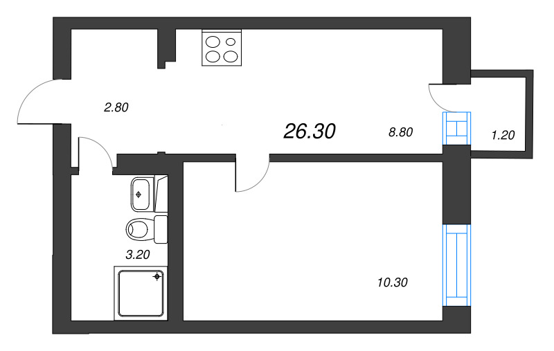1-комнатная квартира, 25.5 м² в ЖК "Эко Квартал Нега" - планировка, фото №1