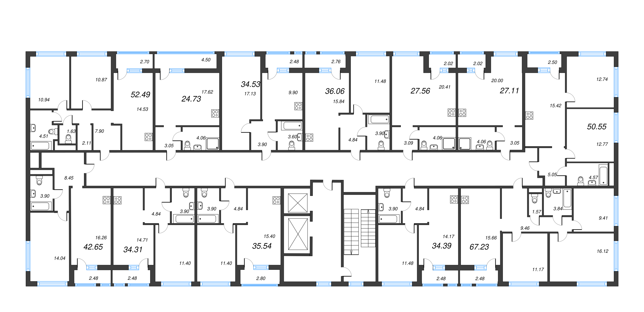 Квартира-студия, 29.58 м² в ЖК "Parkolovo" - планировка этажа