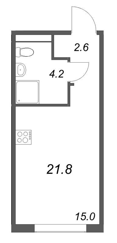 Квартира-студия, 21.8 м² в ЖК "Пулково Lake" - планировка, фото №1