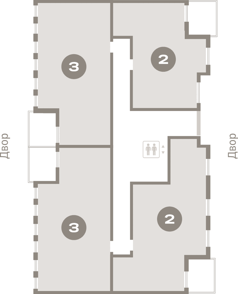 4-комнатная (Евро) квартира, 83.5 м² в ЖК "Брусника в Новоселье" - планировка этажа