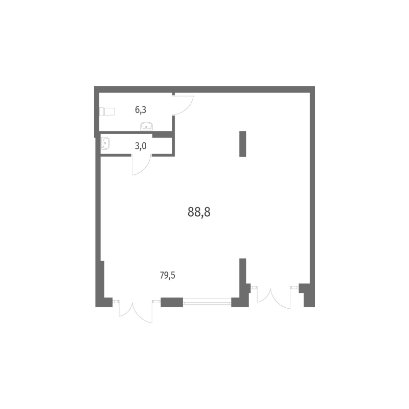 Помещение, 88.8 м² в ЖК "NewПитер 2.0" - планировка, фото №1