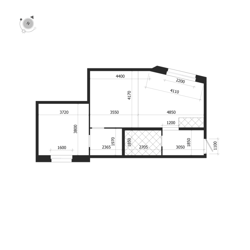 2-комнатная (Евро) квартира, 62.9 м² в ЖК "ЛДМ" - планировка, фото №1