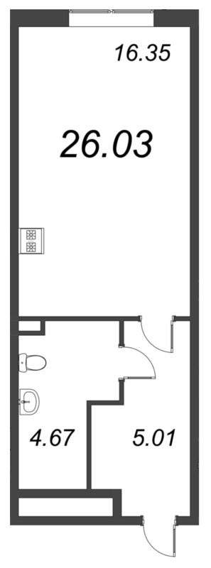 Квартира-студия, 26.03 м² - планировка, фото №1